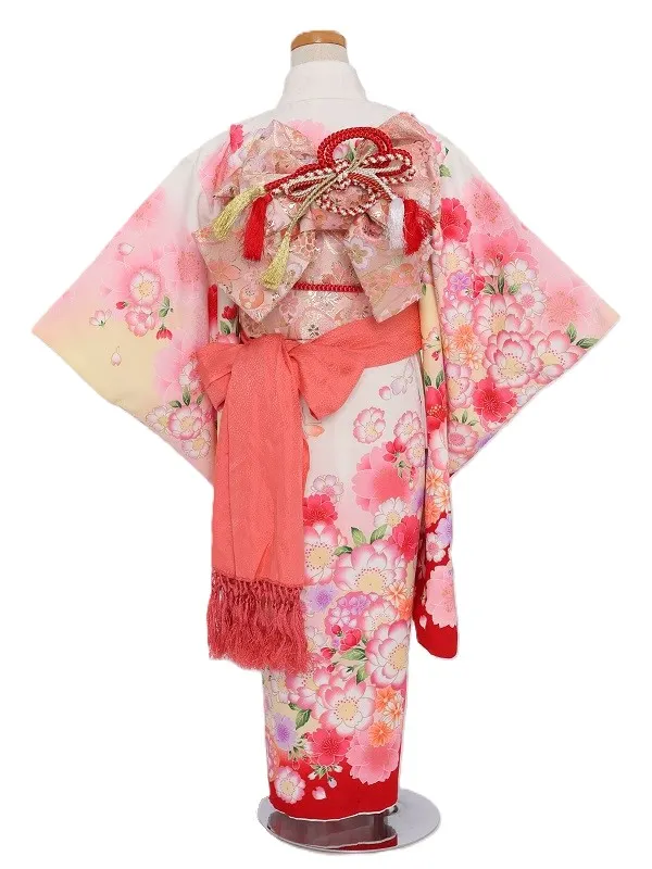 七五三(5歳女児)506/白裾赤八重桜