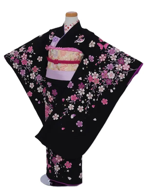 七五三(5歳女児)508/黒しだれ桜星蝶々