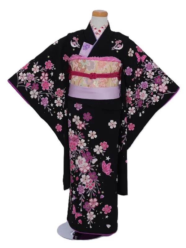 七五三(5歳女児)508/黒しだれ桜星蝶々