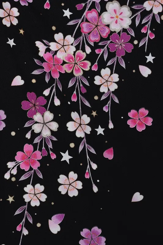 七五三(5歳女児)508/黒しだれ桜星蝶々