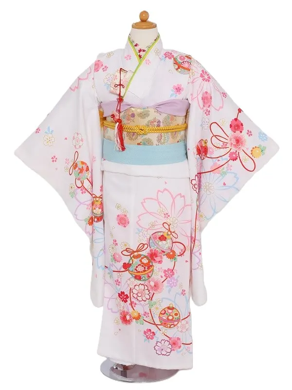 七五三(5歳女児)509/白地に手毬柄