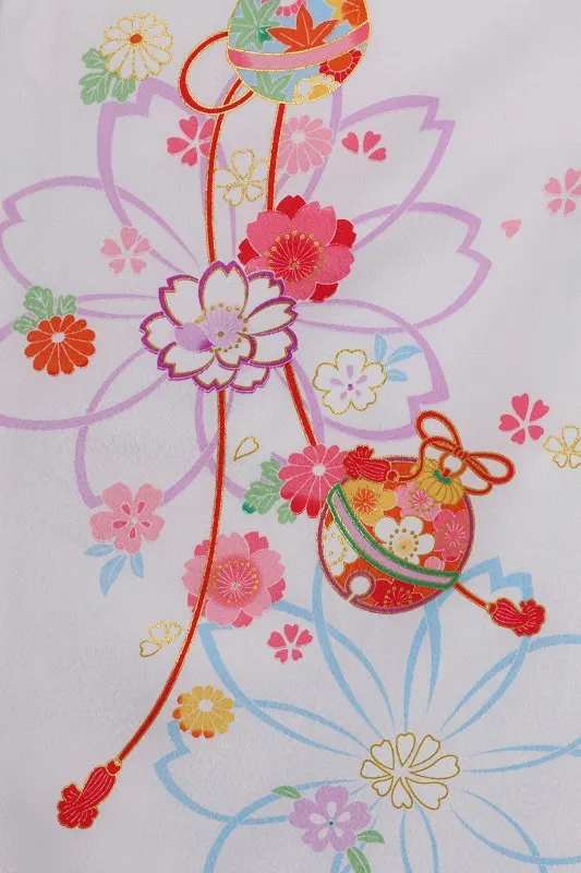 七五三(5歳女児)509/白地に手毬柄