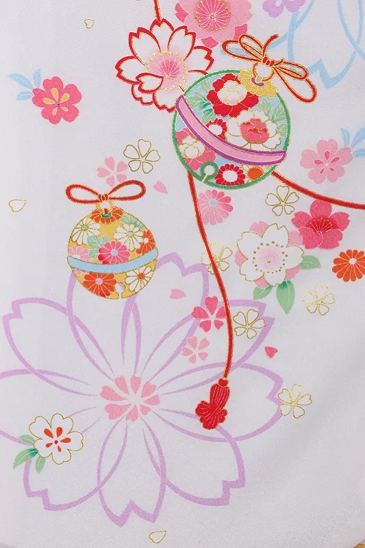 七五三(5歳女児)509/白地に手毬柄