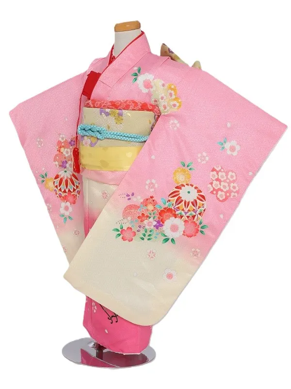七五三(3歳女児)510/ﾋﾟﾝｸ小桜手毬柄