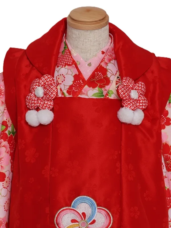 七五三(3歳女児)511/うす黄色 手毬しぼり桜