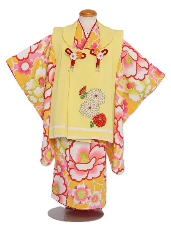 七五三(3歳女児)512/ﾋﾟﾝｸ地 大輪椿