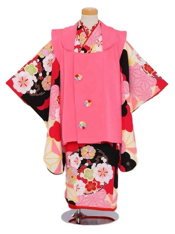 七五三(3歳女児)513/黒 麻の葉梅しぼり