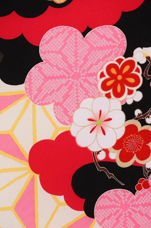 七五三(3歳女児)513/黒 麻の葉梅しぼり