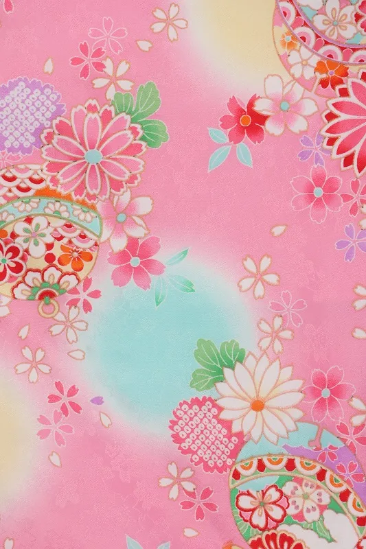 七五三(3歳女児)514/ﾋﾟﾝｸ 手毬ﾋﾟﾝｸ水色黄色玉