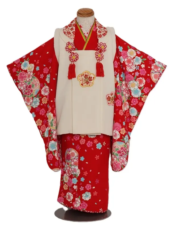 七五三(3歳女児)517/赤 手毬桜吹雪