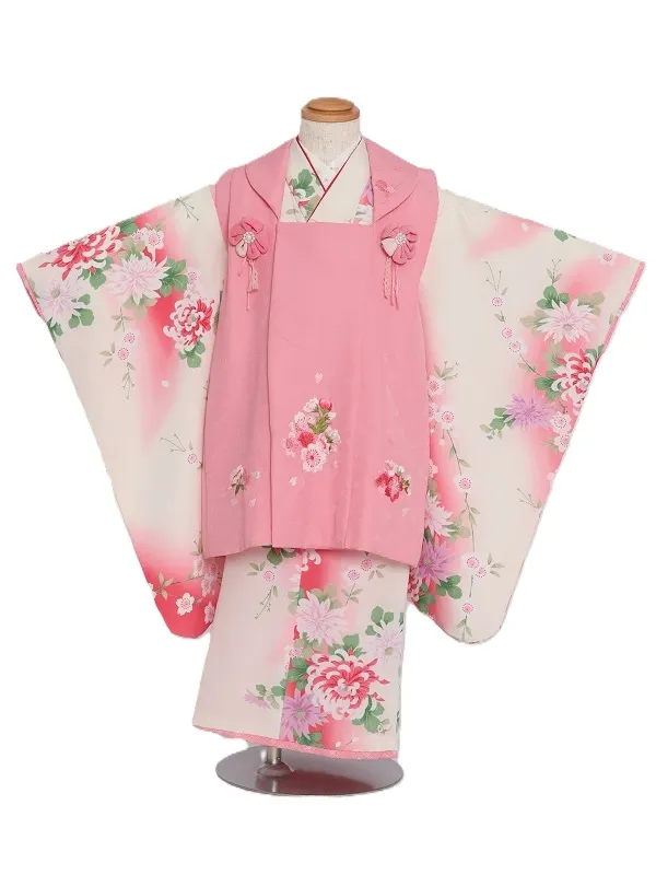 七五三(3歳女児)520/白地ﾋﾟﾝｸぼかし菊