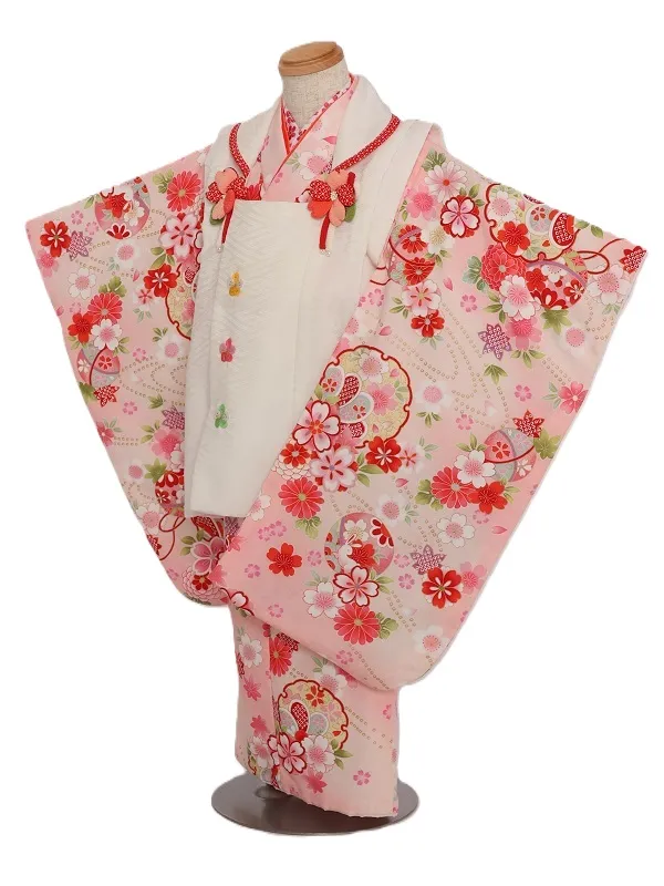 七五三(3歳女児)526/うすﾋﾟﾝｸ 花雪輪桜菊