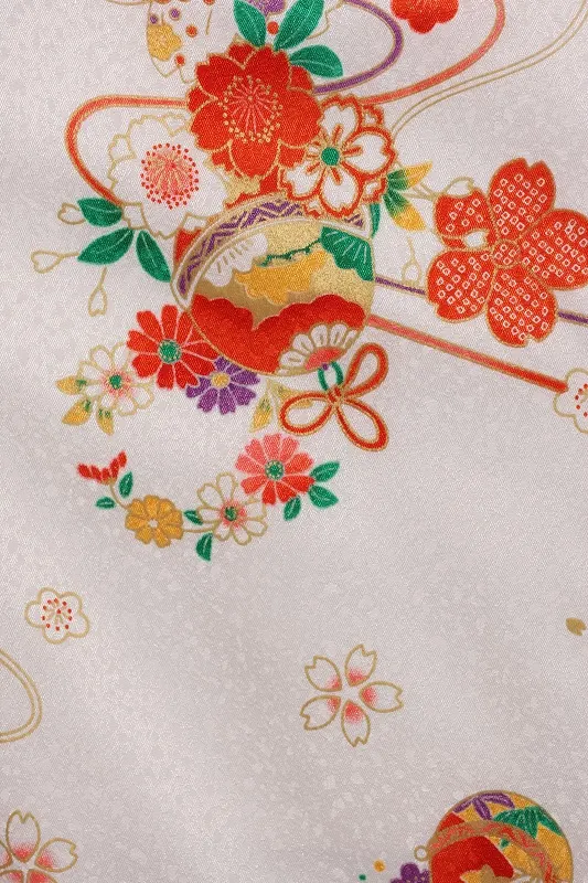 七五三(3歳女児)528/白 手毬ﾘﾎﾞﾝ八重桜
