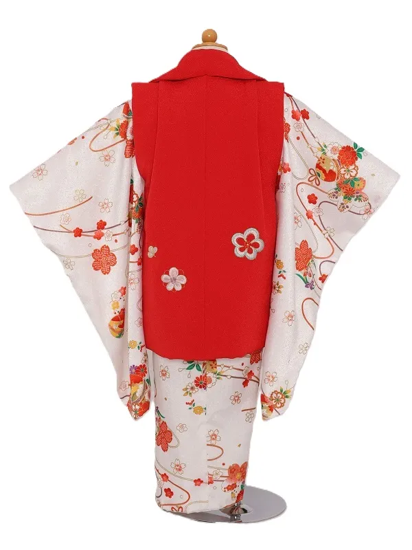 七五三(3歳女児)528/白 手毬ﾘﾎﾞﾝ八重桜