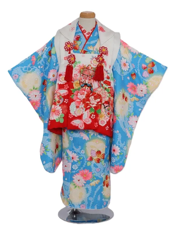 七五三(3歳女児)532/水色 いちごしぼり