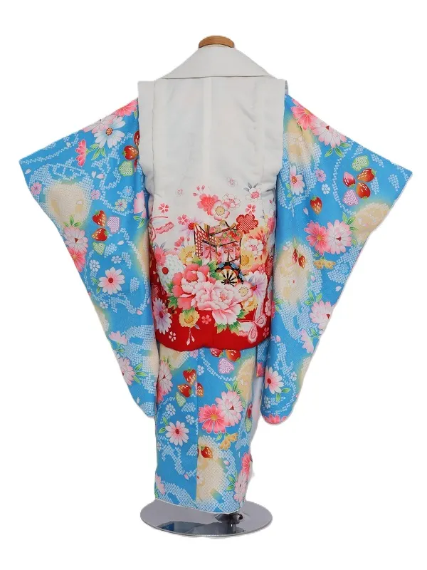 七五三(3歳女児)532/水色 いちごしぼり