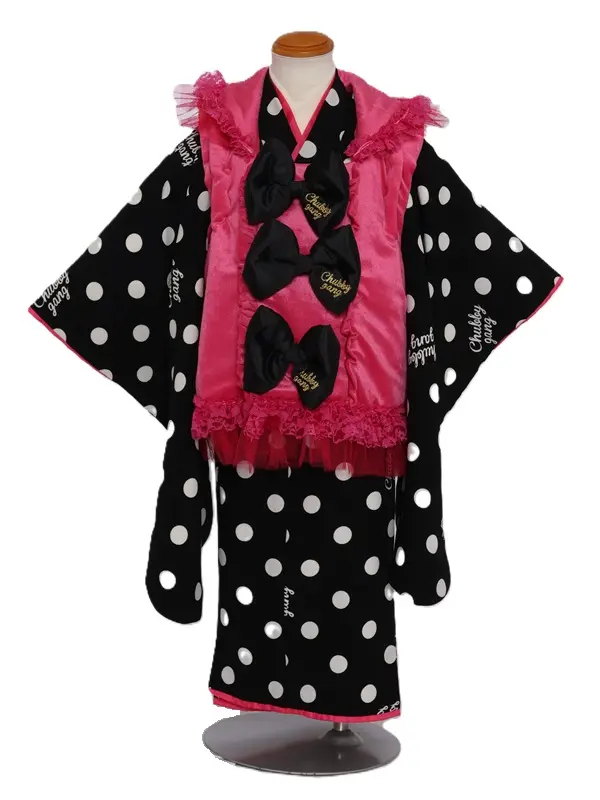 七五三(3歳女児)537/黒地 白ﾄﾞｯﾄ柄