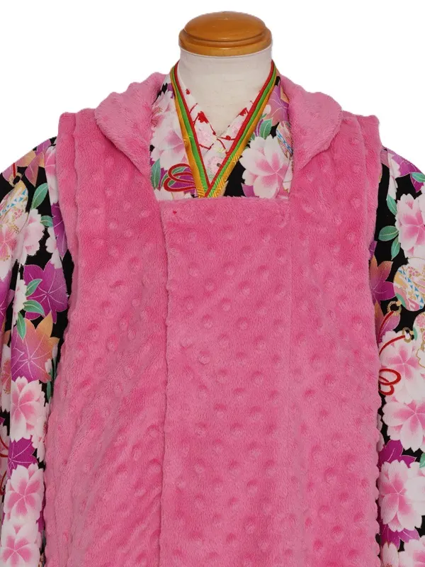七五三(3歳女児)549/黒地 紫紅葉ﾋﾟﾝｸ八重桜