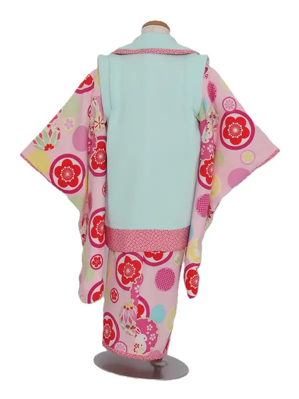 七五三(3歳女児)550/ﾋﾟﾝｸ地 家紋柄雪輪にうさぎ