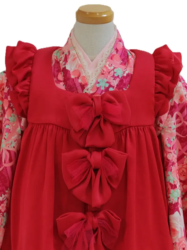 七五三(3歳女児)553/ｼｮｯｷﾝｸﾞﾋﾟﾝｸさくらんぼﾊﾞﾗにﾚｰｽ