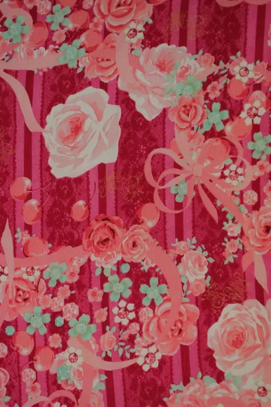 七五三(3歳女児)553/ｼｮｯｷﾝｸﾞﾋﾟﾝｸさくらんぼﾊﾞﾗにﾚｰｽ