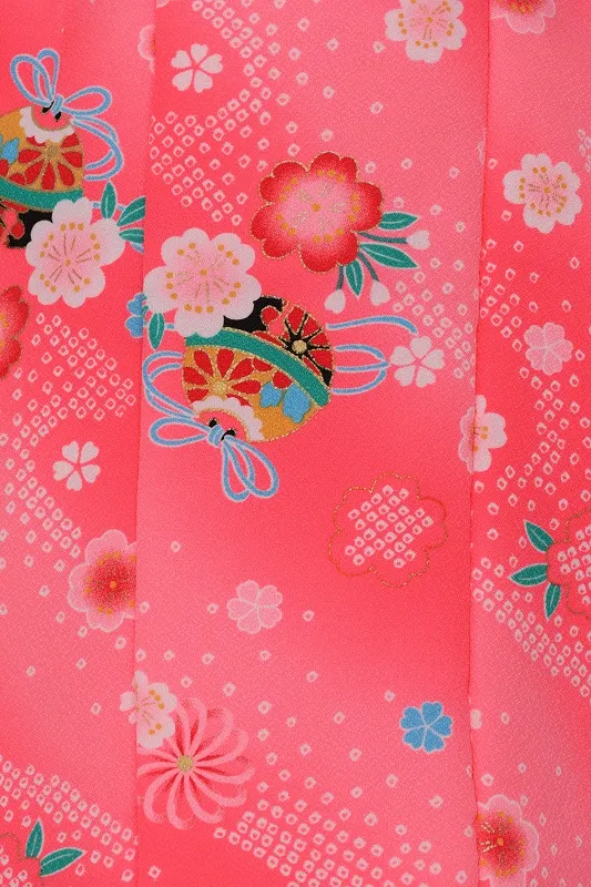 七五三(3歳女児)557/蛍光ﾋﾟﾝｸ しぼりに鈴桜