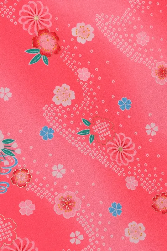 七五三(3歳女児)557/蛍光ﾋﾟﾝｸ しぼりに鈴桜