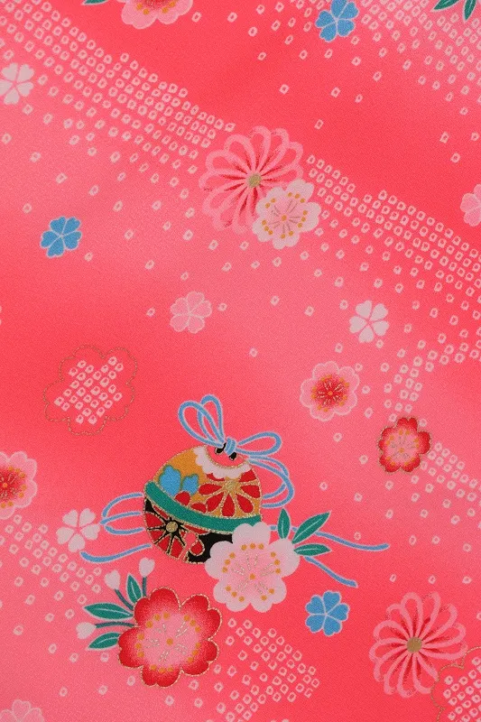 七五三(3歳女児)557/蛍光ﾋﾟﾝｸ しぼりに鈴桜