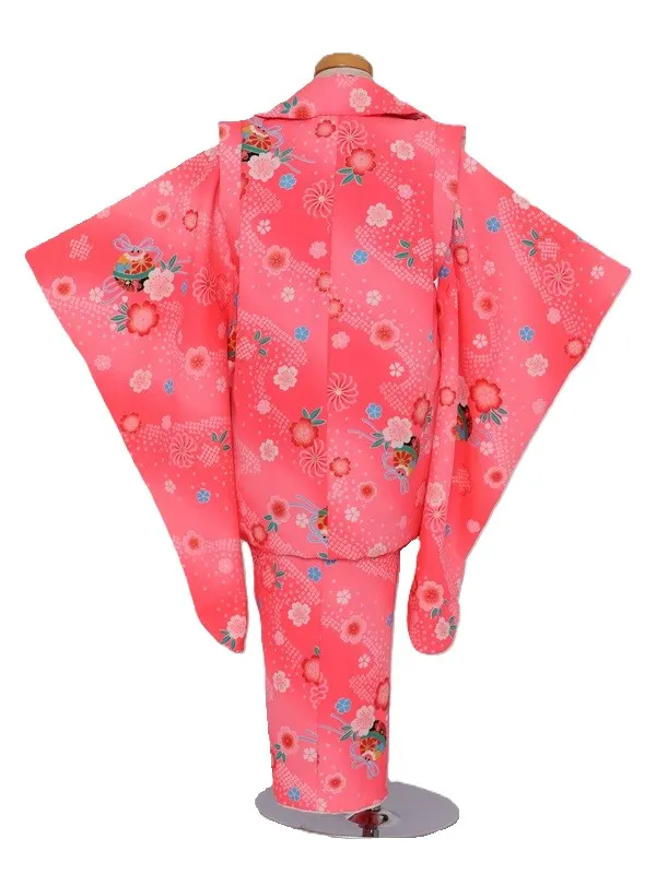 七五三(3歳女児)557/蛍光ﾋﾟﾝｸ しぼりに鈴桜