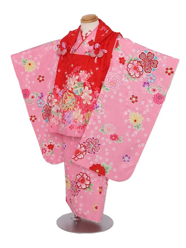 七五三(3歳女児)560/ﾋﾟﾝｸ地八重桜散らし桜