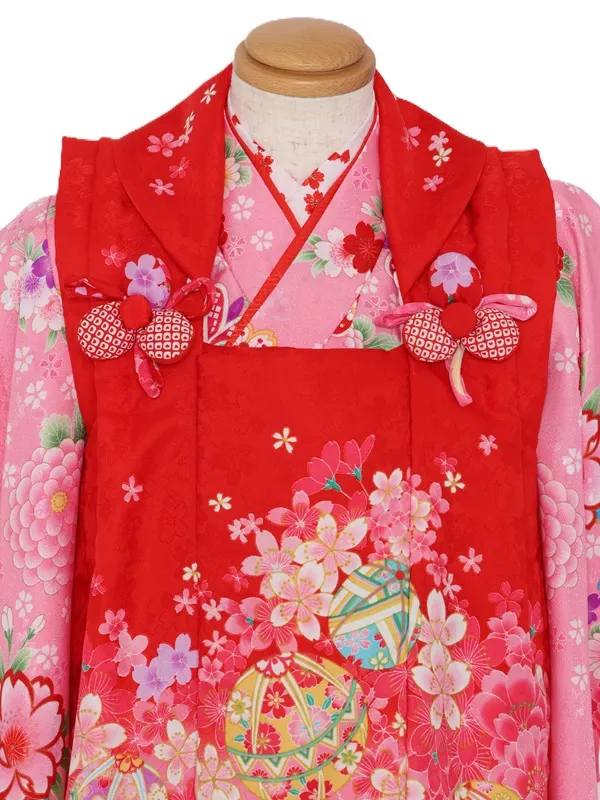 七五三(3歳女児)560/ﾋﾟﾝｸ地八重桜散らし桜