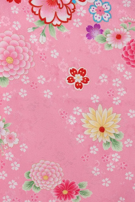七五三(3歳女児)560/ﾋﾟﾝｸ地八重桜散らし桜