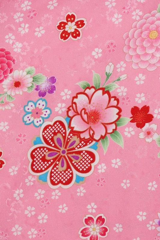 七五三(3歳女児)560/ﾋﾟﾝｸ地八重桜散らし桜