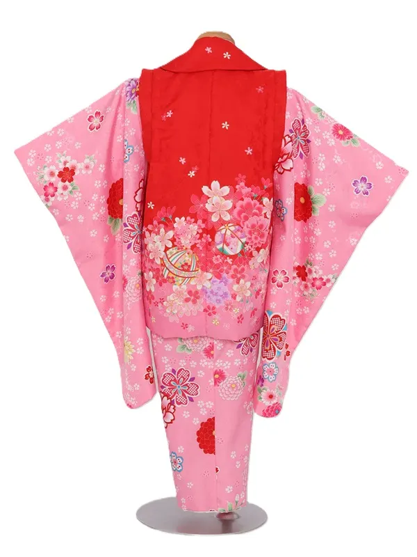 七五三(3歳女児)560/ﾋﾟﾝｸ地八重桜散らし桜