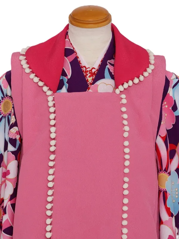 七五三(3歳女児)563/紫地 大菊水色ﾋﾟﾝｸと桜