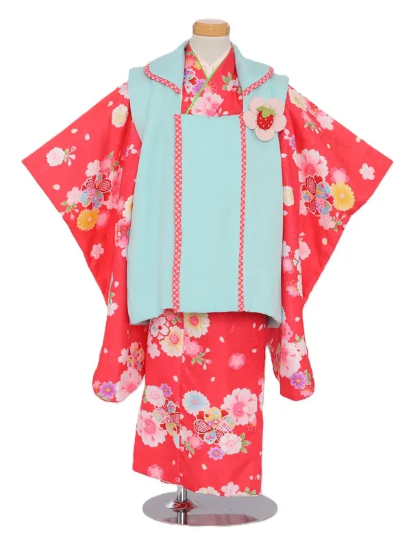 七五三(3歳女児)565/ﾛｰｽﾞﾋﾟﾝｸ八重桜と菊