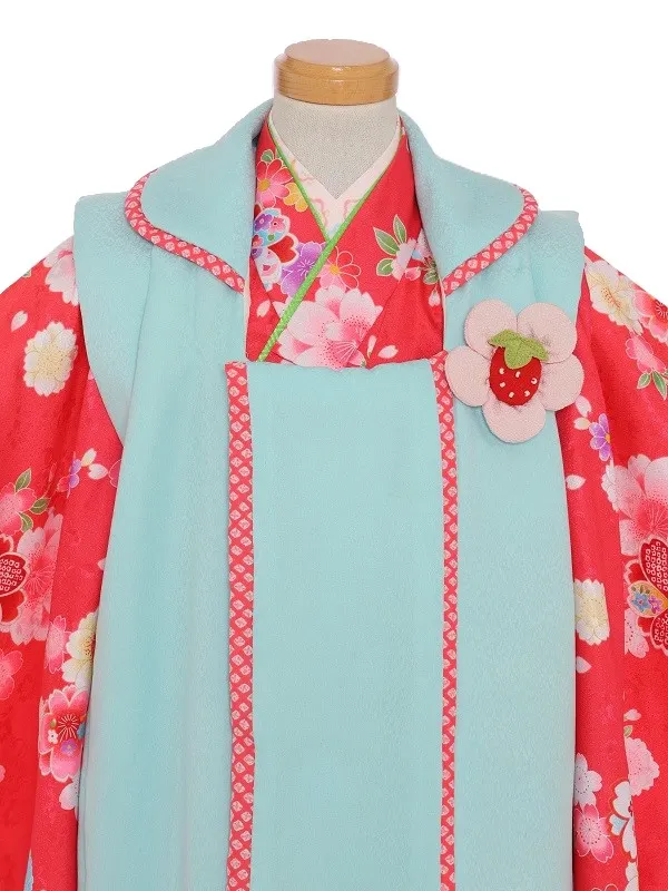 七五三(3歳女児)565/ﾛｰｽﾞﾋﾟﾝｸ八重桜と菊
