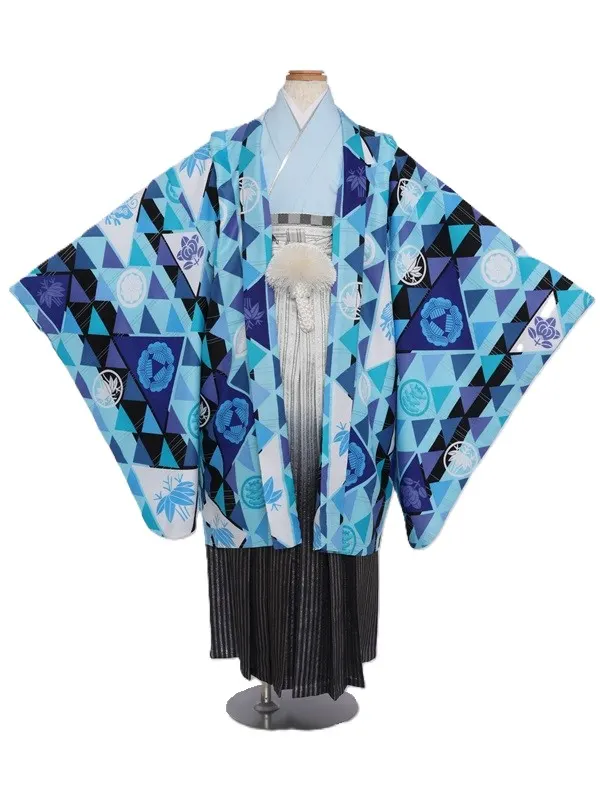 ジュニア(10歳男)331/水色うろこ柄家紋No,2