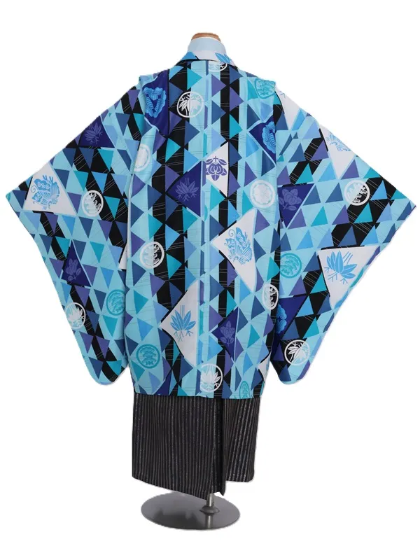 ジュニア(10歳男)331/水色うろこ柄家紋No,2