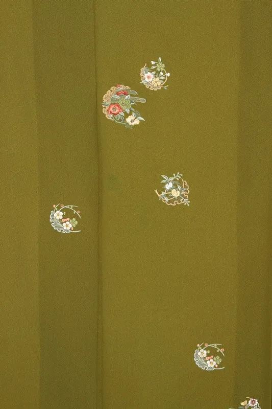 付下げ(単衣)50わらび色 小花刺繍