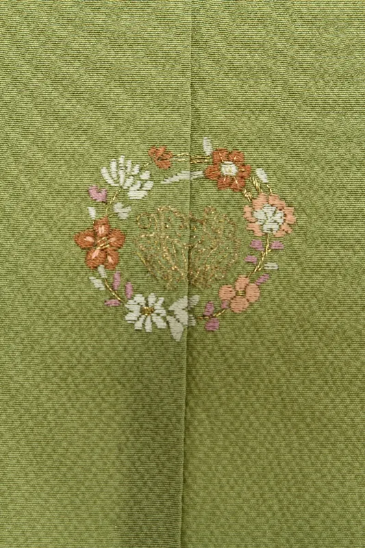 色無地(単衣)31抹茶色 花紋