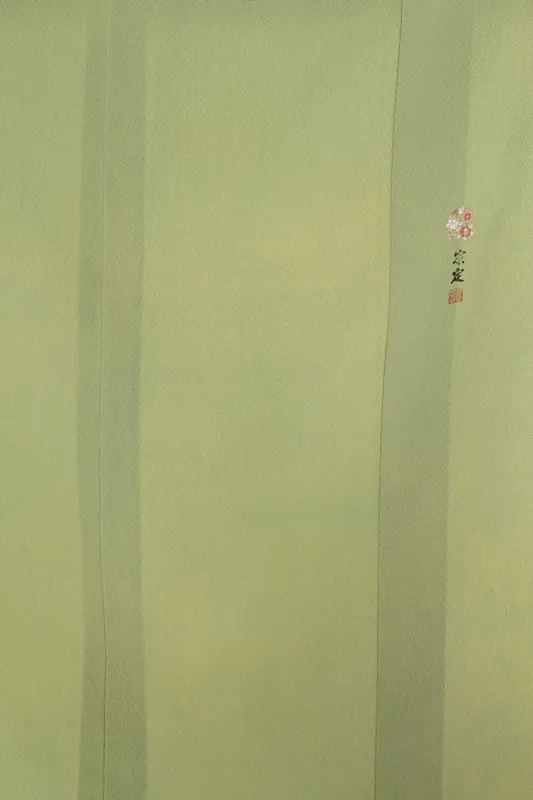 色無地(単衣)31抹茶色 花紋