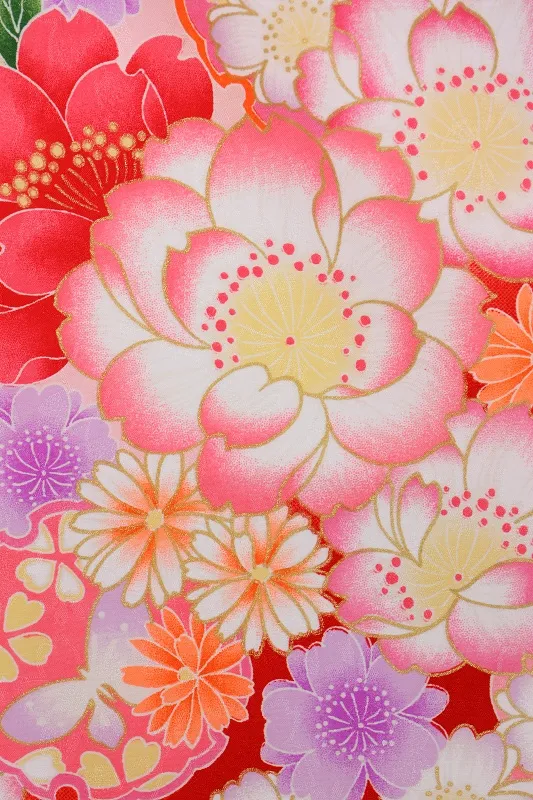 女児袴(5女)506白裾赤八重桜×紺袴