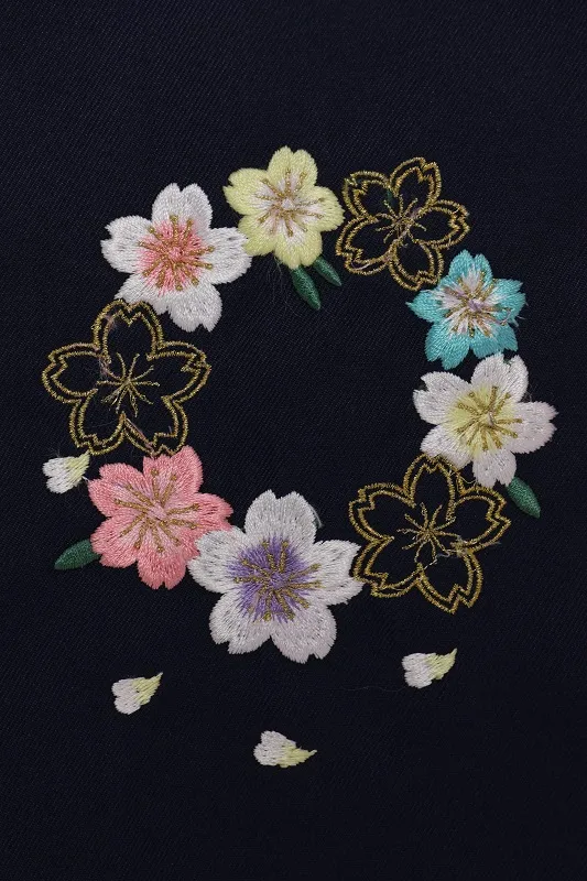 女児袴(5女)506白裾赤八重桜×紺袴