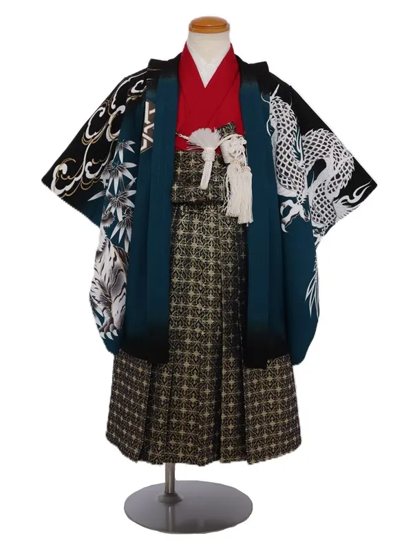 簡単きつけ七五三(3歳男児)259/ｴﾒﾗﾙﾄﾞｸﾞﾘｰﾝ虎龍