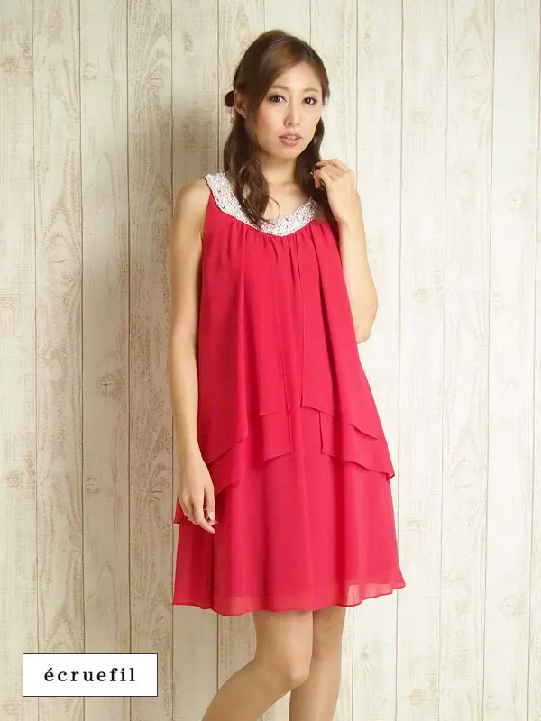 エクリュフィル9号(M)パールフレアーワンピース