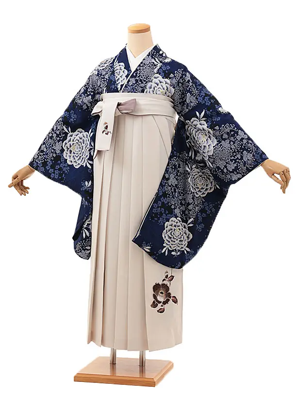 そしてゆめ 紺に東洋牡丹×アイボリー 0003／RENCAセレクション