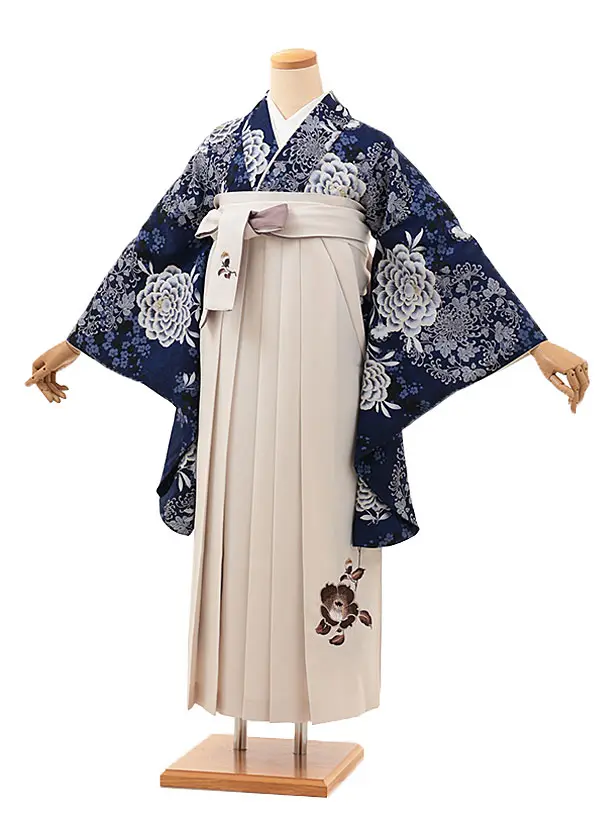 そしてゆめ 紺に東洋牡丹×アイボリー 0003／RENCAセレクション