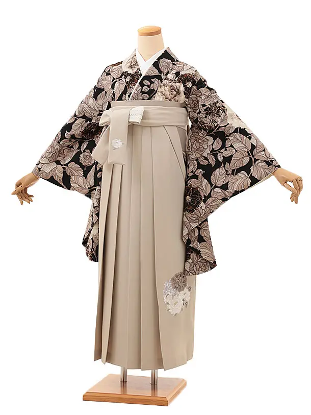 紅一点 黒に野バラ×ベージュ 0010／RENCAセレクション