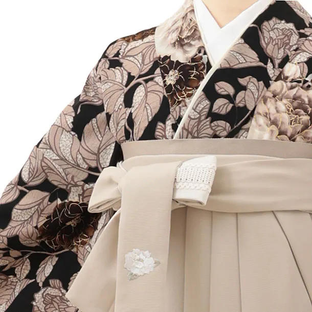 紅一点 黒に野バラ×ベージュ 0010／RENCAセレクション